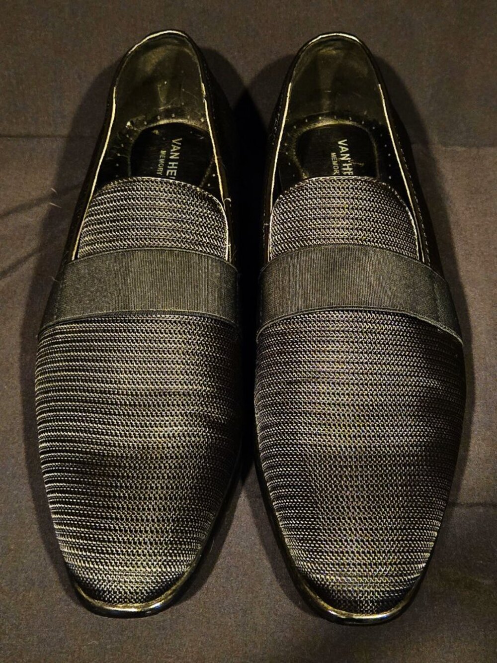 NEW Van Heusen Men’s Black Tuxedo Formal Dress Loafers Shoes 8.5 M